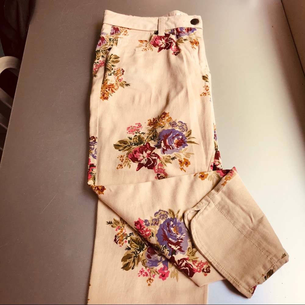 Dnmx Jeans Cropped Buttery Floral Cotton, 100% Cotton